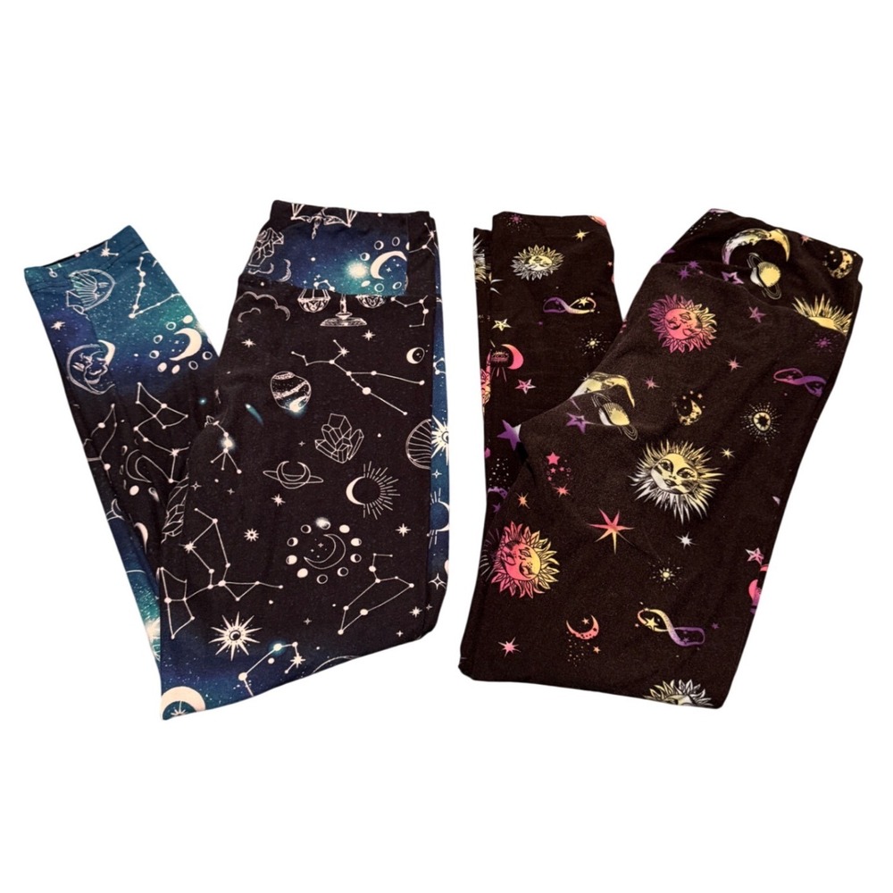 No Boundaries Womens Celestial Galaxy Leggings Bundle Medium 7-9 Sun Moon 2 Pack